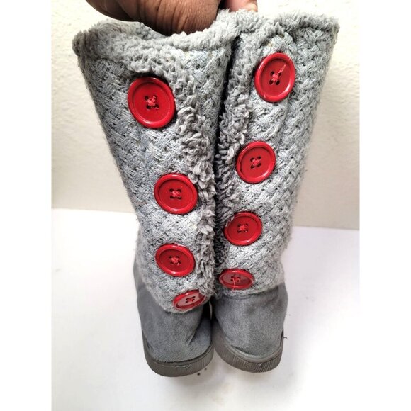 Washington State Cougars Womens Gray Knit Button Boots With Logo Patch - Picture 4 of 9